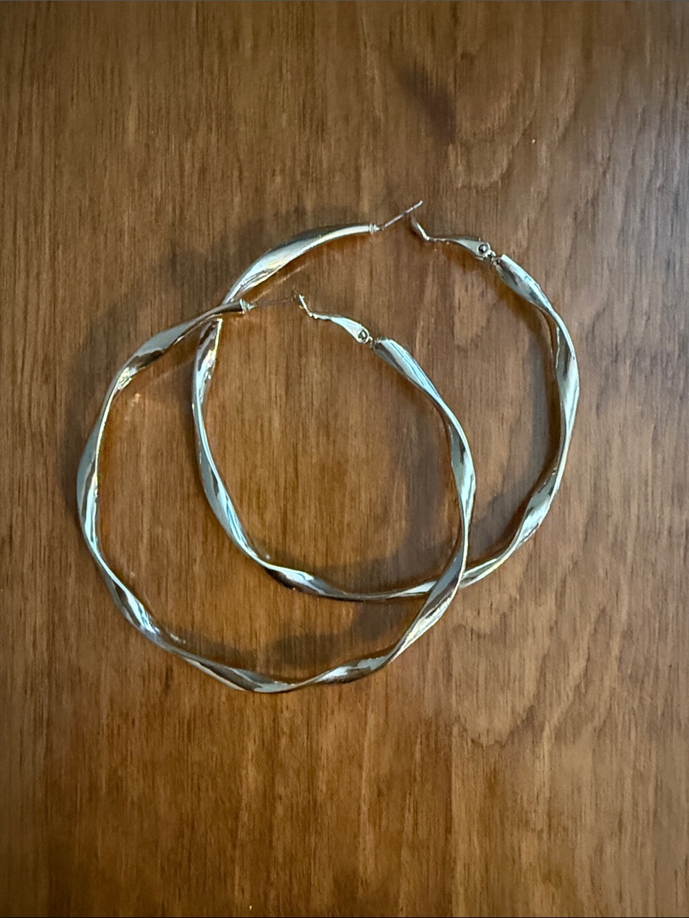 Oversized Gold Tone Twisted Hoop Earrings 3” Y2K